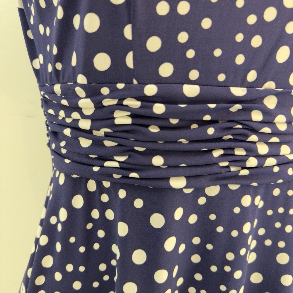 Jessica Howard Womens Midi Stretchy Dress Size PM Missy Blue White Polka Dots - Picture 6 of 15